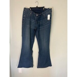 Time and Tru Maternity Jeans Women's XXL 20 Mid Rise Flare Comfort Belly Band